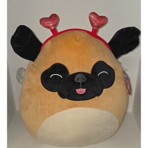 Squishmallows Pam the Pug 16" Plush NWT 2022 Release Valentine Heart Wings Cupid